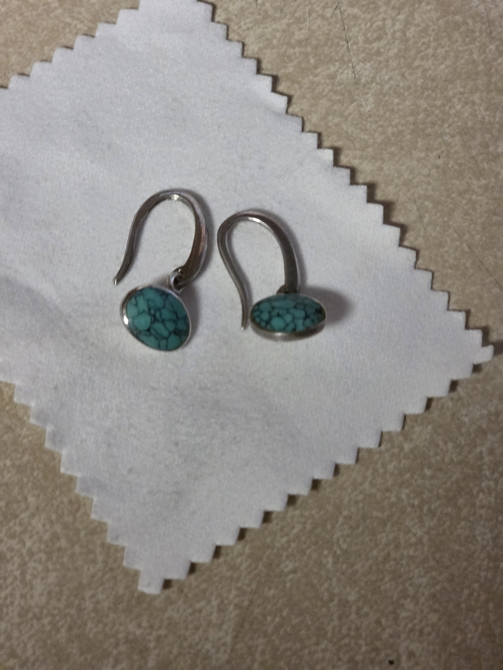 Sterling Silver Hook Earrings with Turquoise Stone